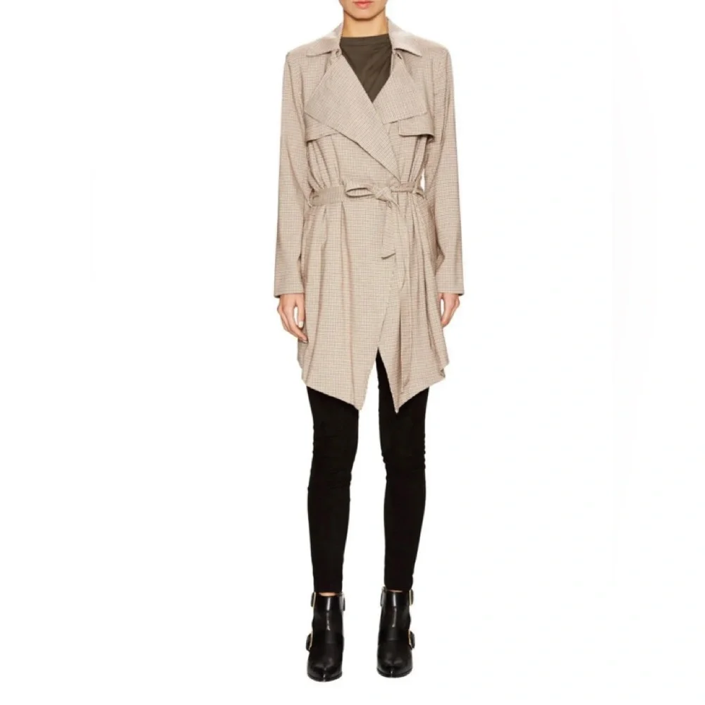 1. State Brown Tattersall Check Trench Coat
